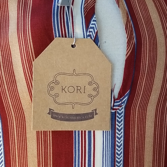 KORI BOHO Tie Detail Mocha Striped Tunic - Picture 13 of 16